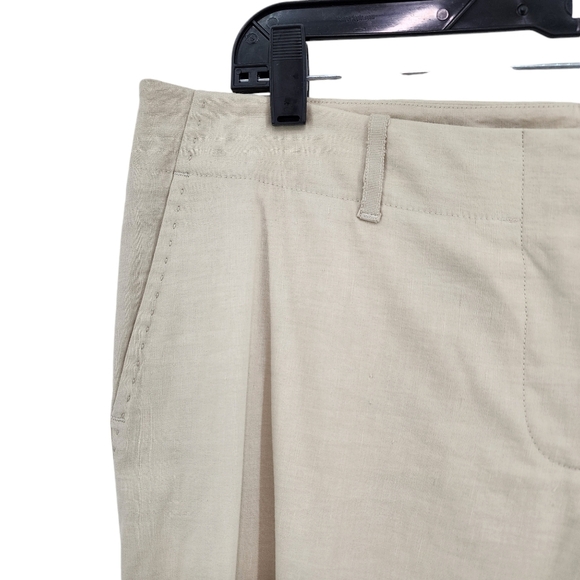 Elie Tahari Women's Plus Jillie Linen Blend Flare Pants Sandpiper - 14 - Picture 2 of 7